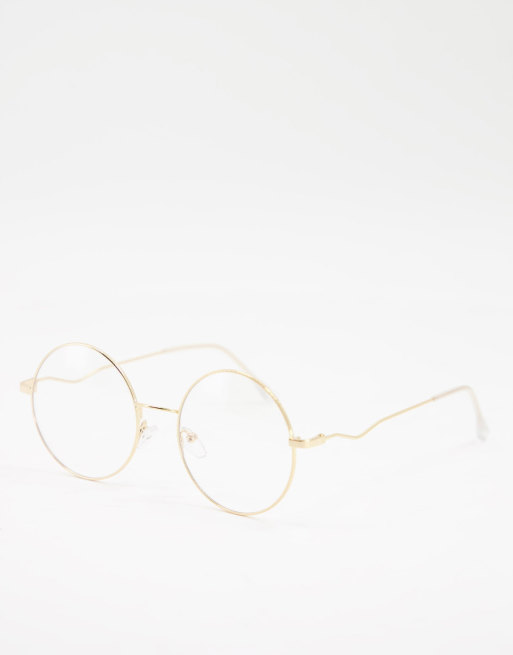 My Accessories – Runde Brille mit Blaulichtfilter und goldfarbenem Drahtrahmen
