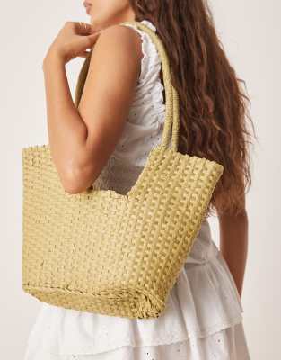 My Accessories - Sac panier en paille - Vert