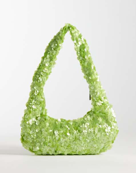 My Accessories - Sac porté épaule orné de sequins - Vert pâle - view 1