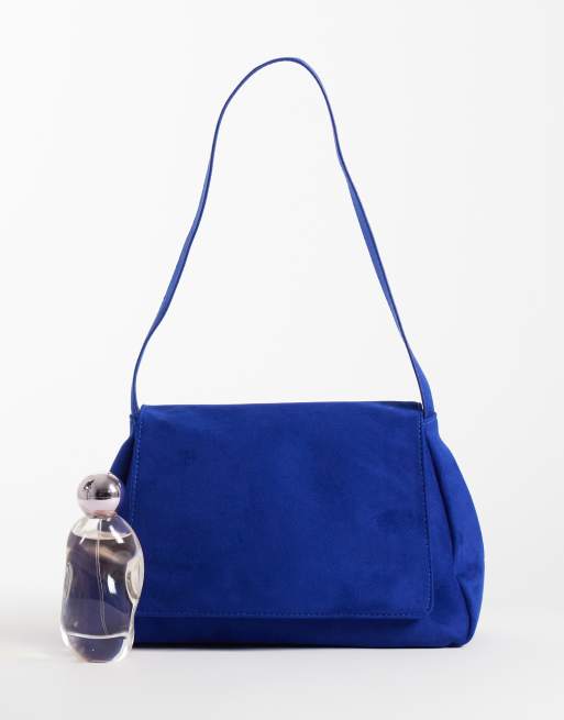 My Accessories sac porté épaule souple en bleu cobalt en daim synthétique, 4 de 4
