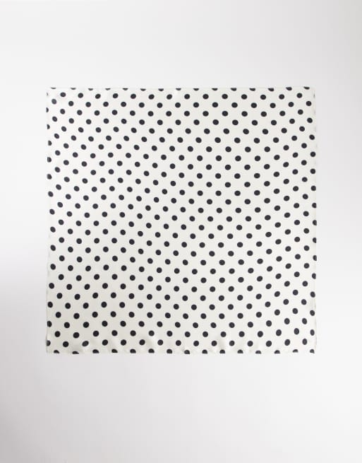 My Accessories - Satijnen bandana met stippen in crème en wit, 3 van 3
