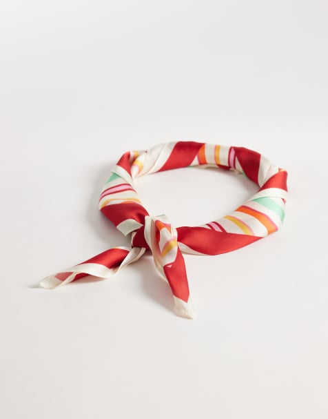 My Accessories satin diagonal stripes neck-tie in multi 