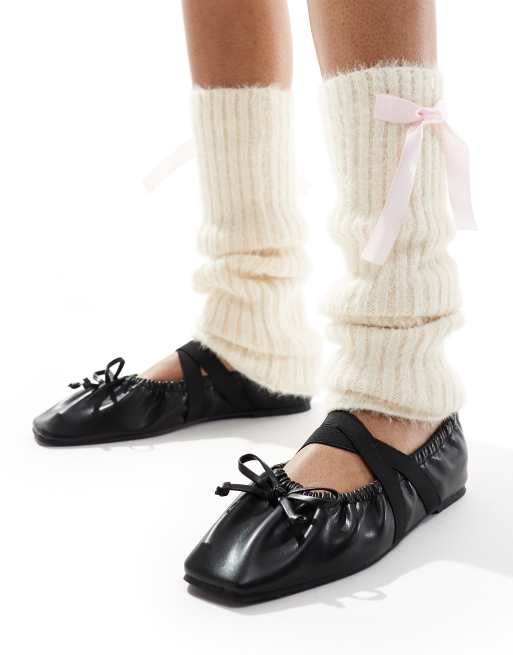 My Accessories - Scaldamuscoli crema a coste con fiocchi rosa, 4 di 4