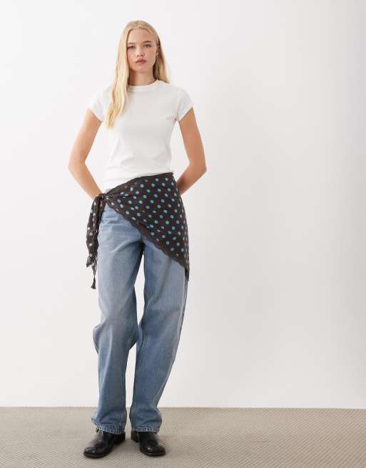 My Accessories scarf belt in brown and blue polkadot, 3 of 3