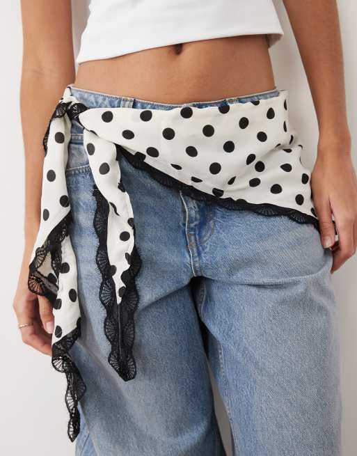 My Accessories scarf belt in cream and black polkadot, 2 of 3
