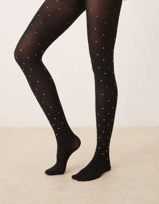 My Accessories Scattered Sequin Tights In Black