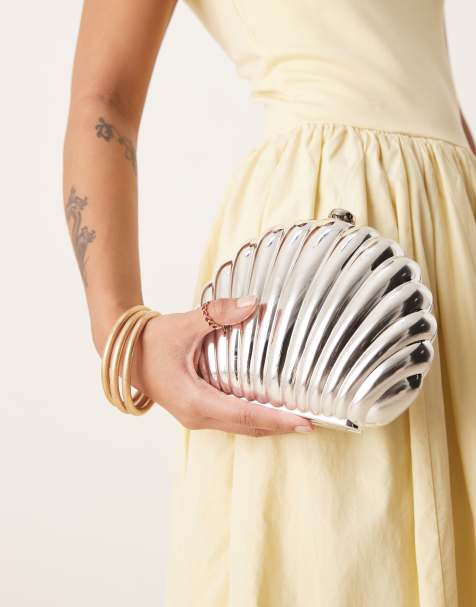 My Accessories - Schelpvormige clutch tas in zilver - view 1