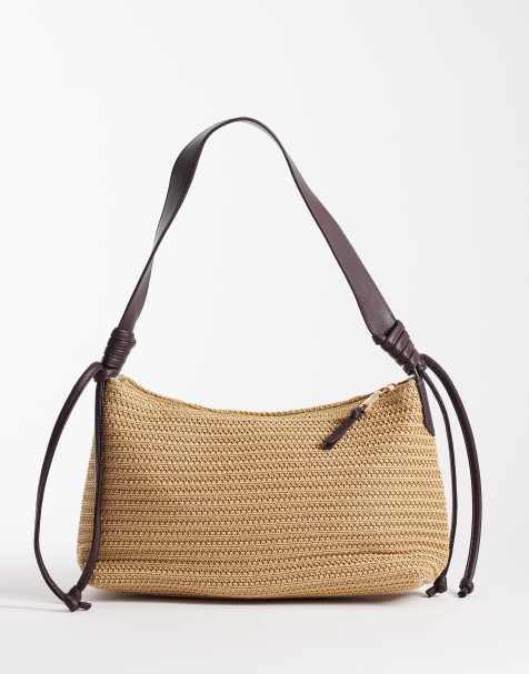 My Accessories – Schultertasche aus Häkelstoff in Naturbraun - view 1