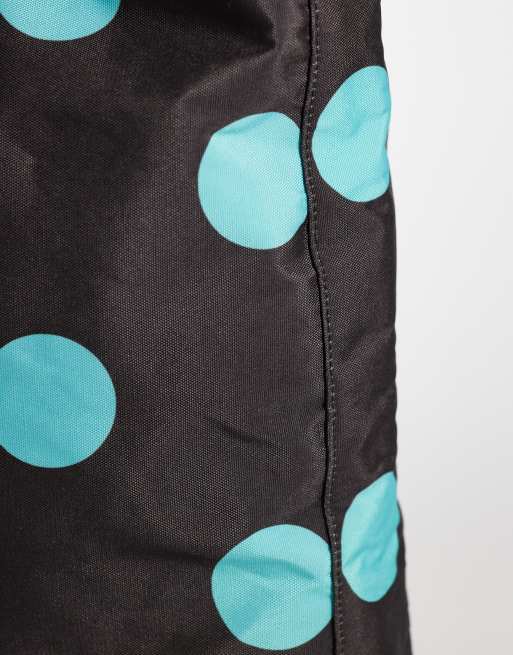 My Accessories – Schultertasche in Dunkelbraun mit blauen Polka Dots, 3 von 4