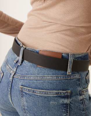 My Accessories Sculptural Buckle Belt In Black