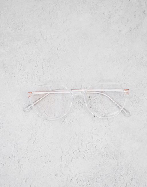 My Accessories – Sechseckige Brille mit flacher Oberseite, Blaulichtfilter und transparentem Rahmen, 3 von 4