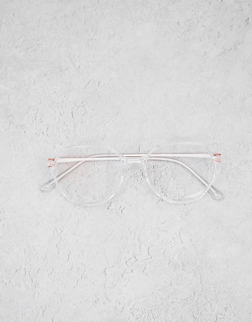 - briller med flad top, gennemsigtigt stel blue light-glas | ASOS
