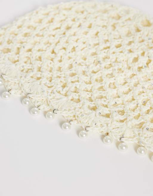 My Accessories sequin beanie with faux pearls in cream, 2 of 3