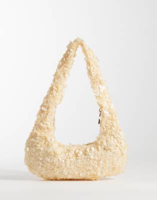 My Accessories sequin shoulder bag in butter yellow-Brown