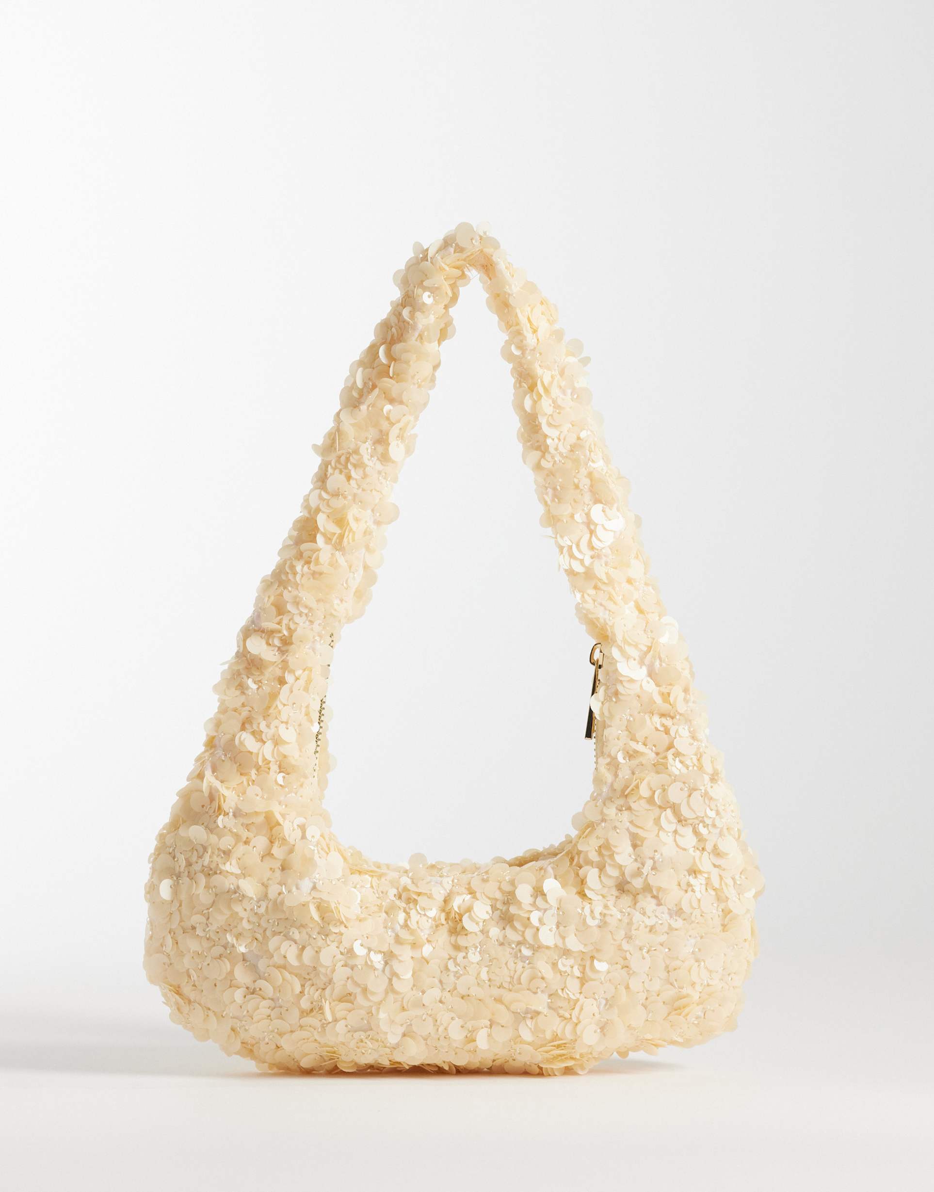 my accessories sequin shoulder bag in butter yellow