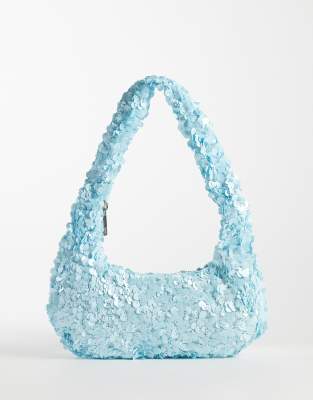 My Accessories sequin shoulder bag in pale blue