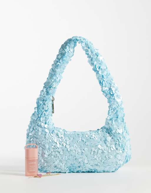 My Accessories sequin shoulder bag in pale blue, 2 of 4