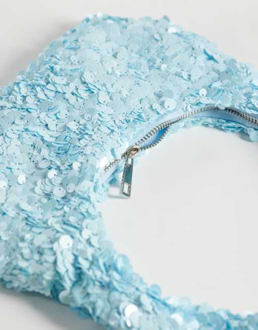 My Accessories sequin shoulder bag in pale blue, 3 of 4