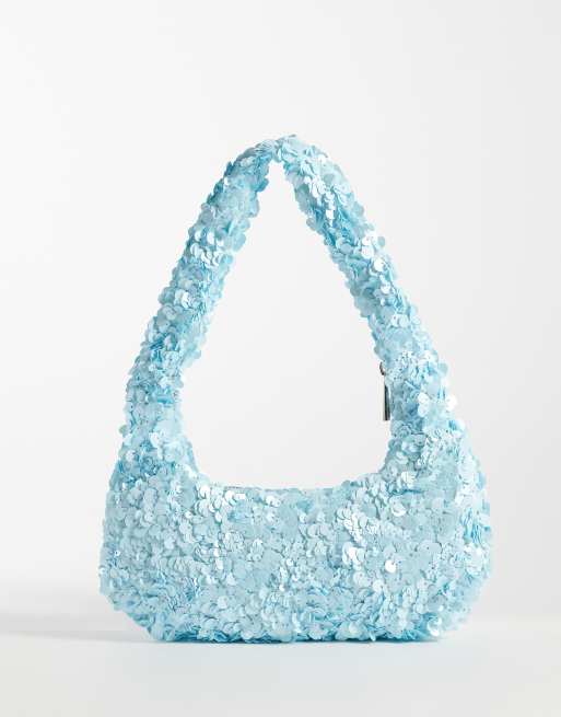 My Accessories sequin shoulder bag in pale blue, 4 of 4