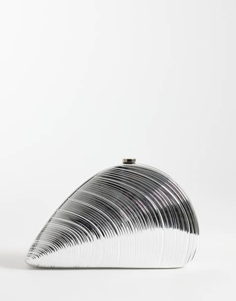 My Accessories shell metal clutch bag in silver  - view 1