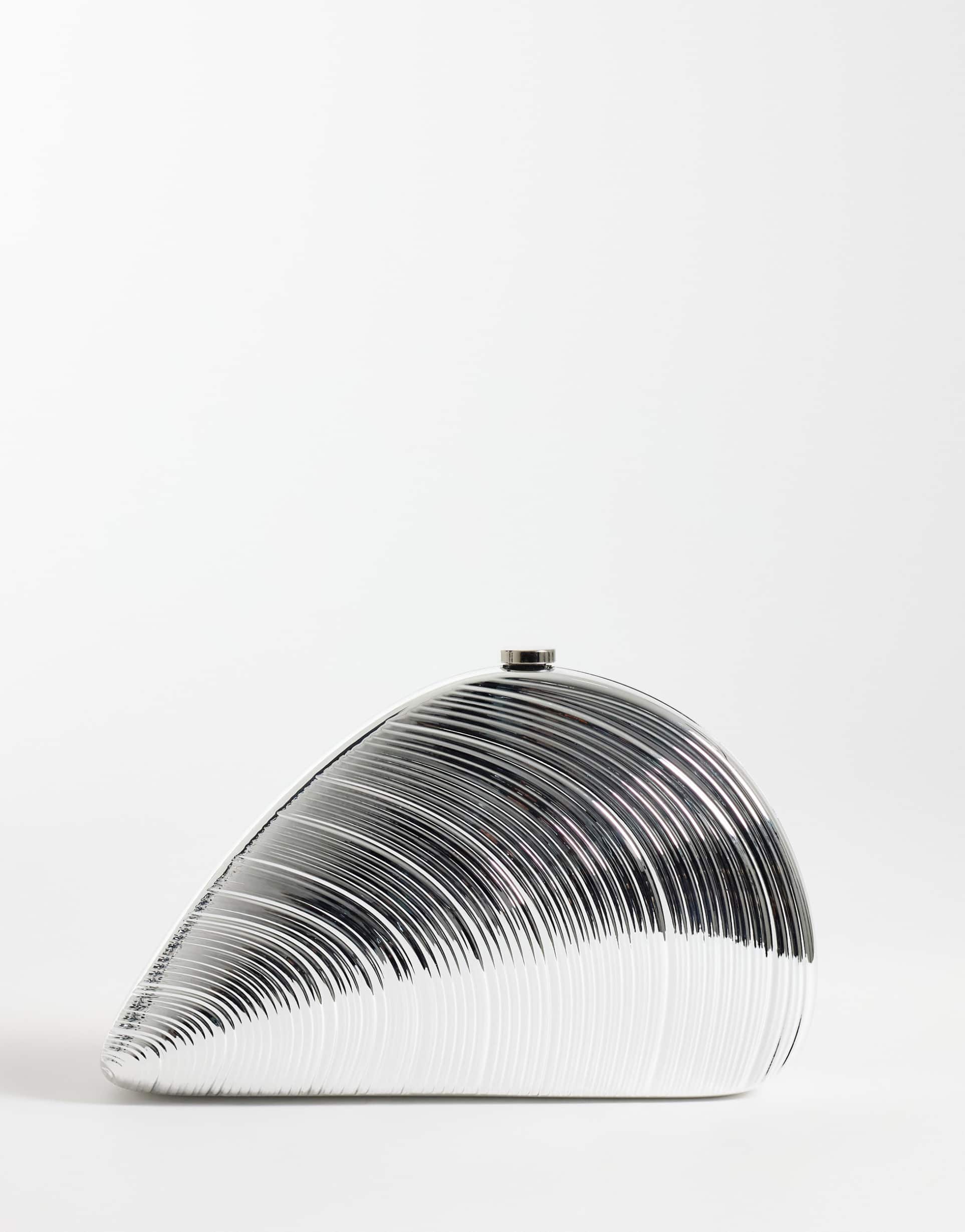 my accessories shell metal clutch bag in silver