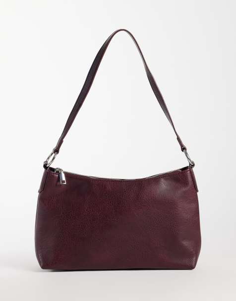 My Accessories shoulder bag with fold top in burgundy - view 1