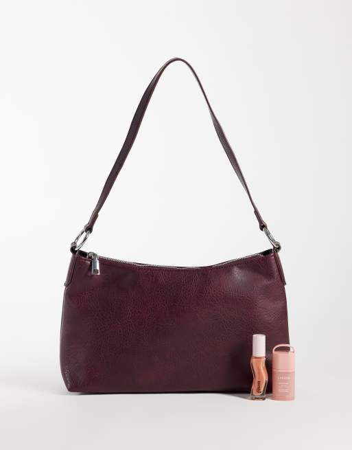 My Accessories shoulder bag with fold top in burgundy, 2 of 4