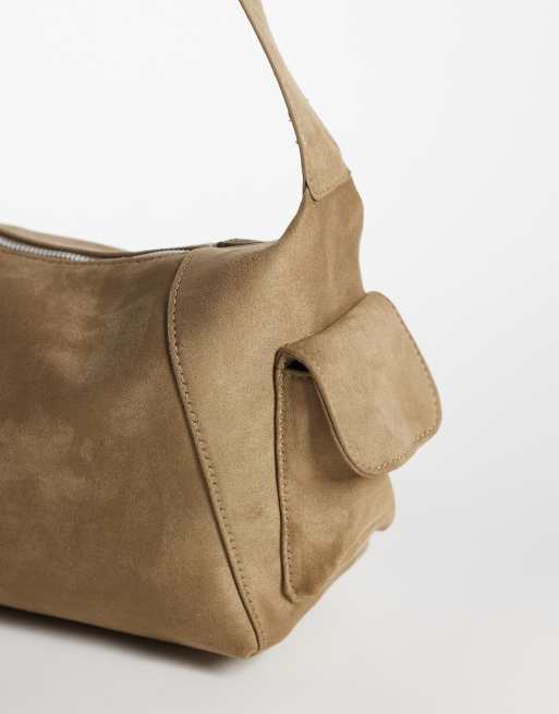 My Accessories shoulder bag with pockets in beige faux seude, 3 of 4
