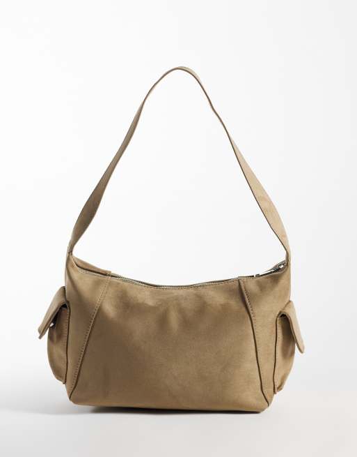 My Accessories shoulder bag with pockets in beige faux seude, 4 of 4