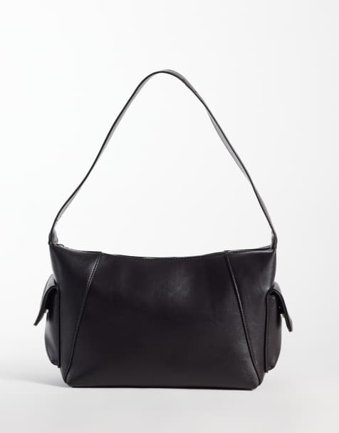 My Accessories shoulder bag with pockets in chocolate brown - view 1