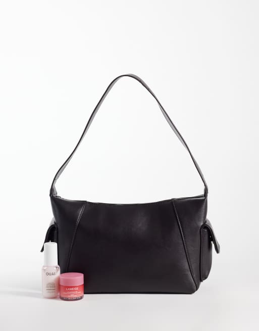 My Accessories shoulder bag with pockets in chocolate brown, 2 of 4
