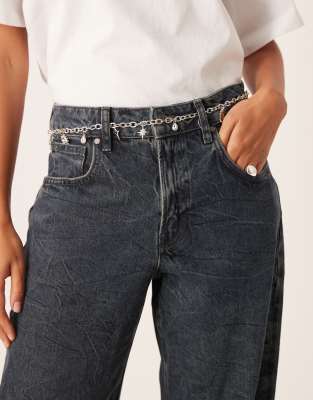 My Accessories - Silberfarbener Kettengürtel in Silberoptik mit Himmelskörper-Anhängern