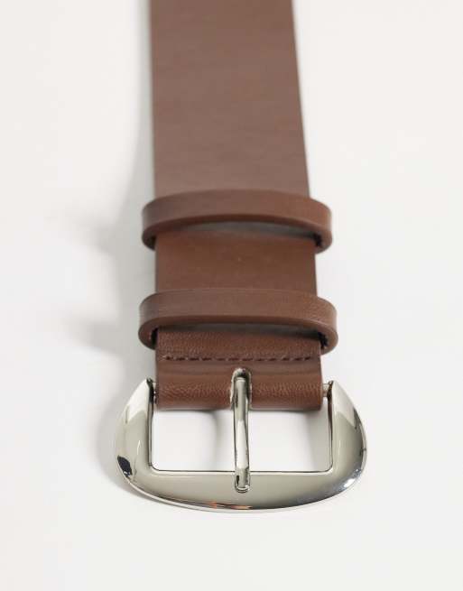 My Accessories silver studded belt in brown, 3 of 3