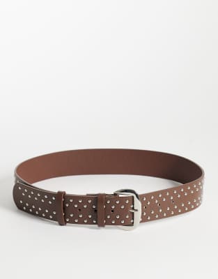 My Accessories Silver-tone Studded Belt In Neutral