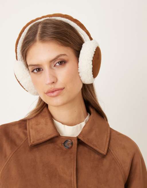 My Accessories – Ski-Ohrenschützer aus hellbraunem Wildlederimitat und Teddyfell, 2 von 3