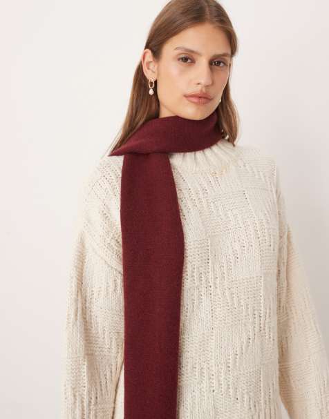 My Accessories skinny scarf in burgundy - view 1