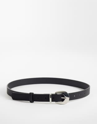 My Accessories Slim Western Belt In Black