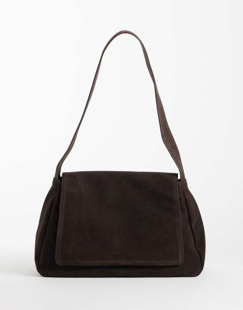 My Accessories slouchy shoulder bag in brown faux suede - view 1