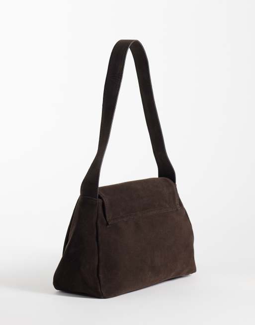 My Accessories slouchy shoulder bag in brown faux suede, 2 of 4