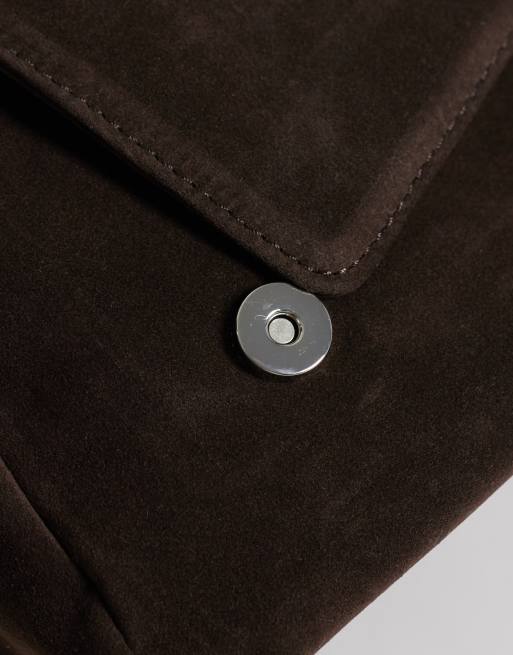 My Accessories slouchy shoulder bag in brown faux suede, 3 of 4