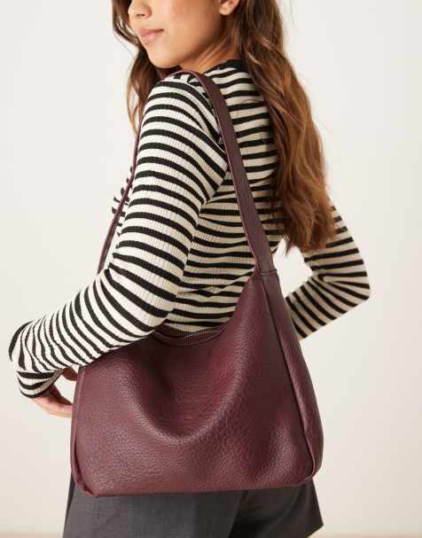 My Accessories slouchy shoulder bag in burgundy - view 1