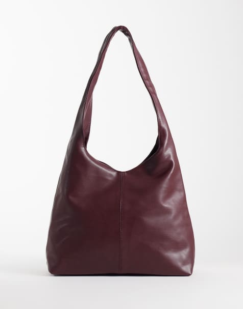 My Accessories slouchy shoulder bag in burgundy - view 1