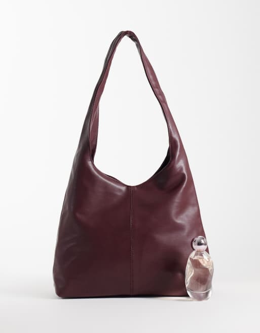 My Accessories slouchy shoulder bag in burgundy, 4 of 4