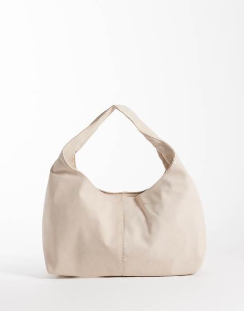 My Accessories slouchy square shoulder faux suede shoulder bag in cream - view 1