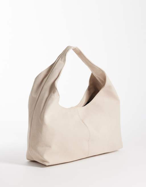 My Accessories slouchy square shoulder faux suede shoulder bag in cream, 4 of 4