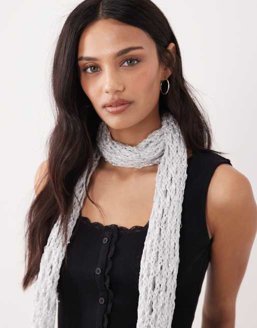 My Accessories - Sølvfarvet hæklet halstørklæde/bælte med pailletter, 3 af 3