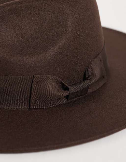 My Accessories sombrero fedora en marrón chocolate, 3 de 3