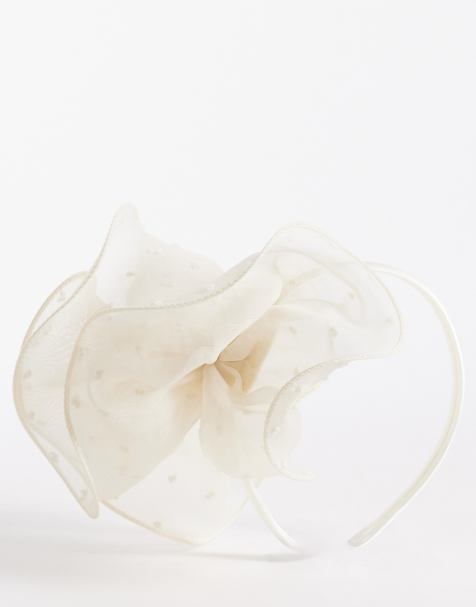 My Accessories spotty chiffon ruched fascinator in cream - view 1