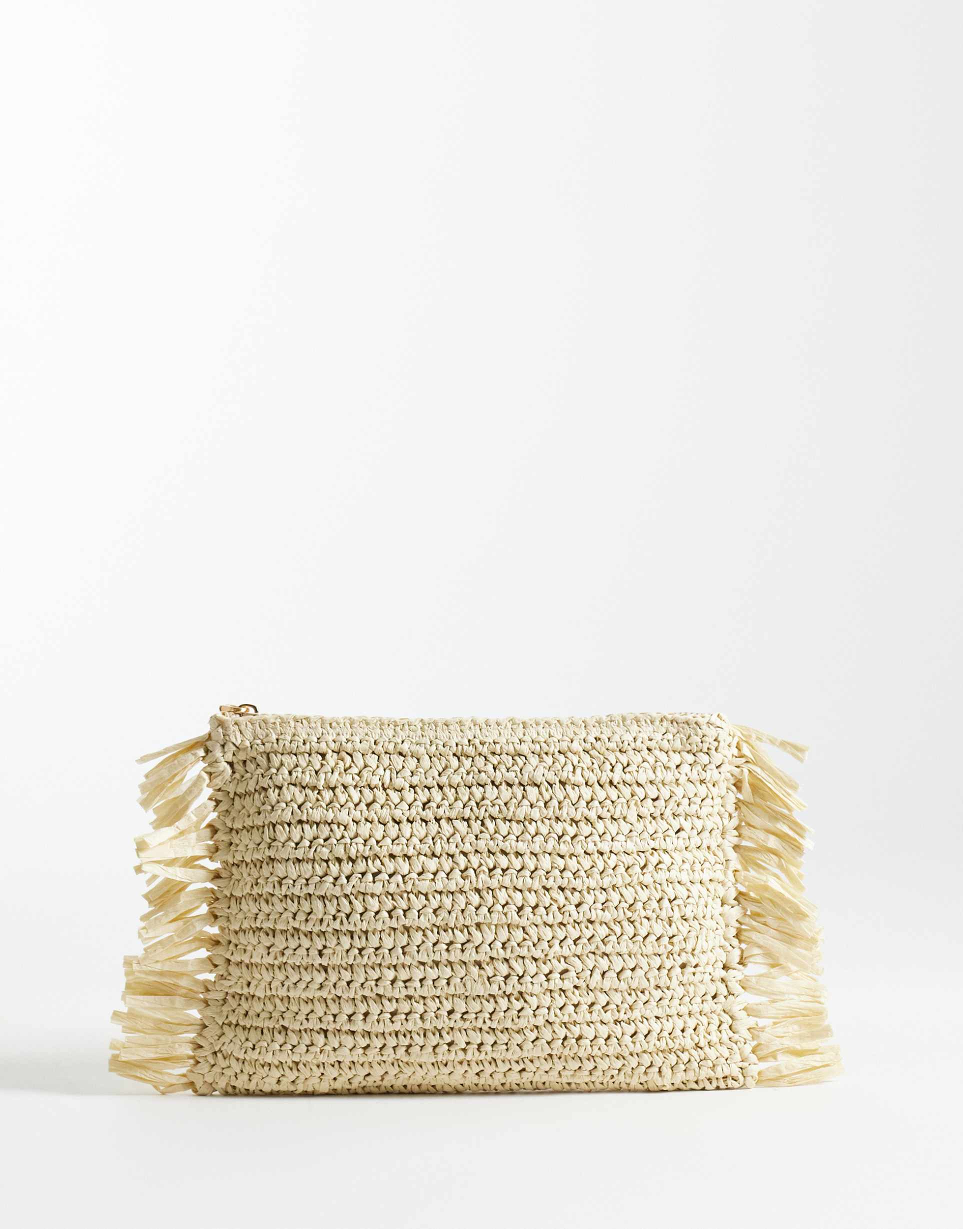 my accessories straw clutch bag with side fringing in natural