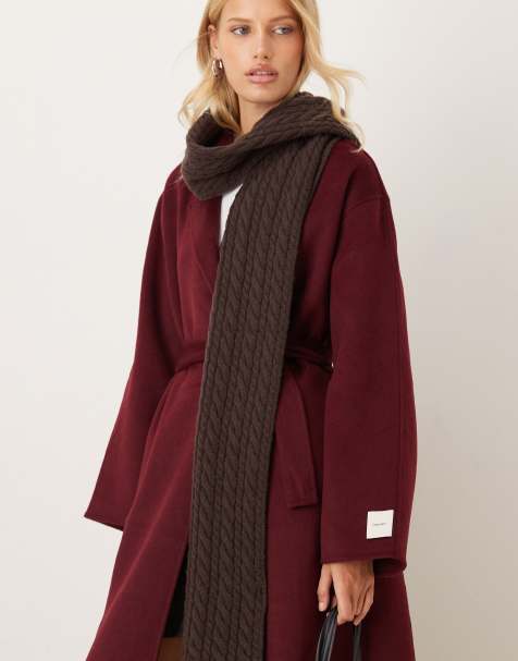 My Accessories – Strickschal in Schokobraun mit Zopfmuster - view 1